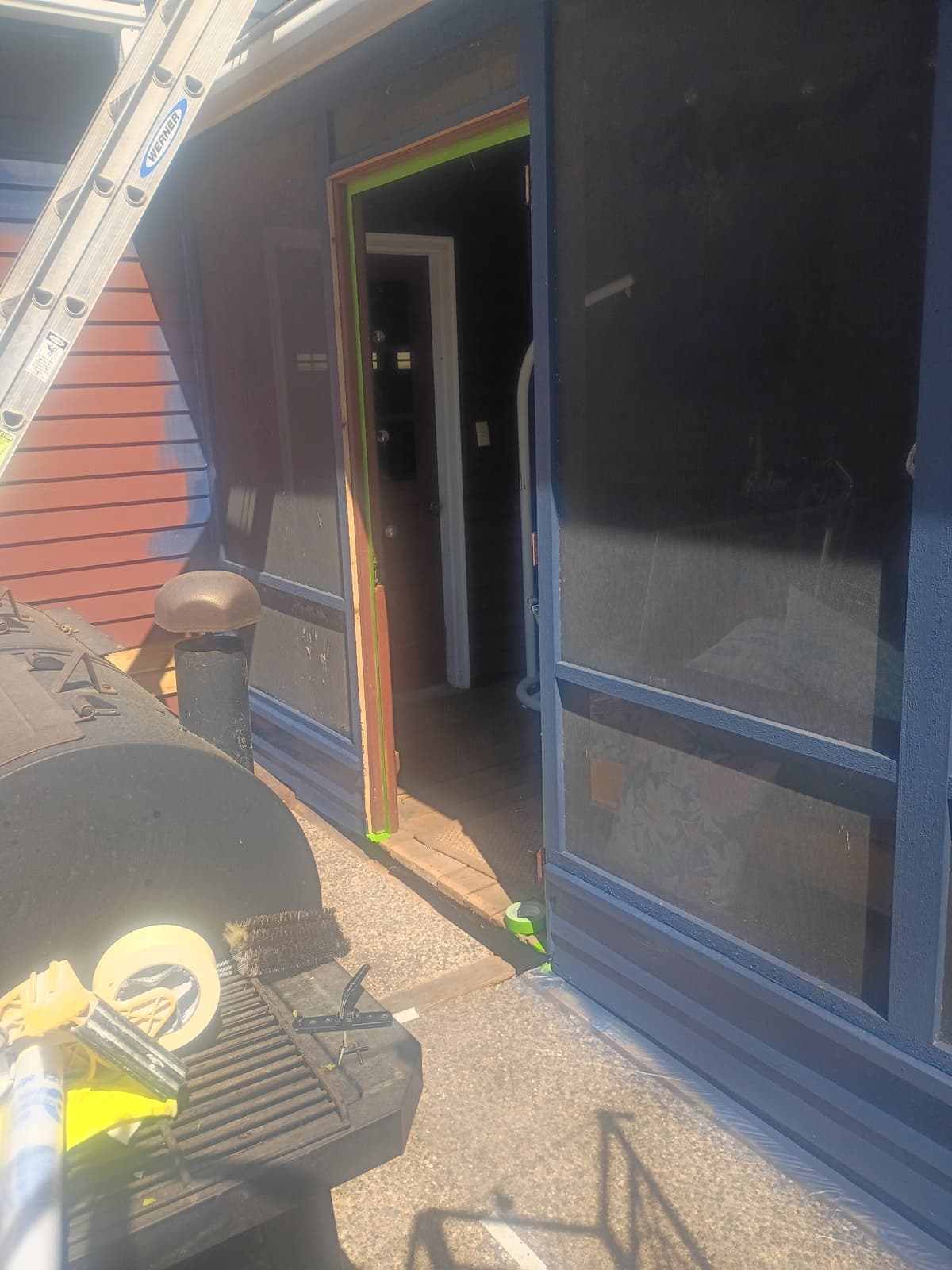 Masking and prep work on screen porch door — Josh's Painting